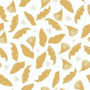 Warm Neutral Gold And Cream Botanical Watercolour Delight - Gold On Cream.