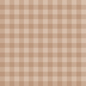 Brown Checked Plaid in Cocoa Brown and Beige - Small - Brown Gingham, Fall Checks, Cabincore Plaid,