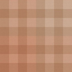 Fall Plaid in Deep Cocoa Brown, Apricot Orange, and Beige - Large - Cabincore Plaid, Western Plaid, Rustic Flannel