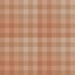 Fall Plaid in Deep Cocoa Brown, Apricot Orange, and Beige - Medium - Cabincore Plaid, Western Plaid, Rustic Flannel