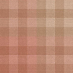 Fall Plaid in Deep Cocoa Brown, Rose Pink and Beige - Large - Cabincore Plaid, Western Plaid, Rustic Flannel