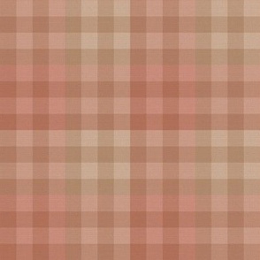 Fall Plaid in Deep Cocoa Brown, Rose Pink and Beige - Medium - Cabincore Plaid, Western Plaid, Rustic Flannel