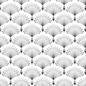 Elegant pattern in art deco style. Black, gray ornament on a white background.