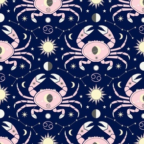 (M) Celestial dreams - ruled by the moon cancer zodiac sign midnight blue pink