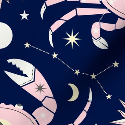 (L) Celestial dreams - ruled by the moon cancer zodiac sign midnight blue pink