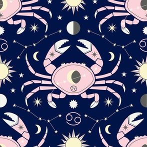 (L) Celestial dreams - ruled by the moon cancer zodiac sign midnight blue pink