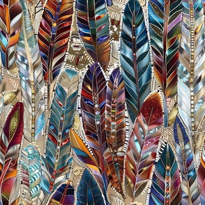 Native American Tribal Indian Beaded Feathers