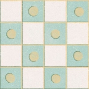 Freya - Checkered Pattern - Blue Lagoon And Green Earth colors on a Simple white background