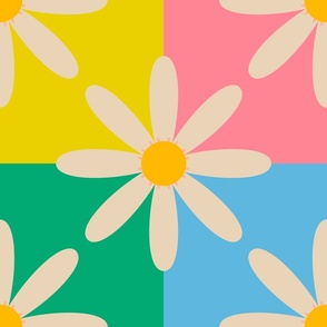 Colorful Daisy checkerboard 