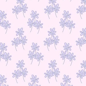 Sketchy flowers, stylised flowers, simple floral in lilac and pink