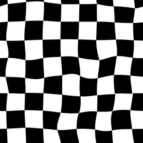 Modern Retro Wavy Checks - Black and white #P240431