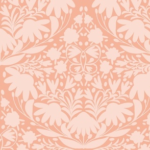 Butterfly Garden Damask Floral Pink extra large