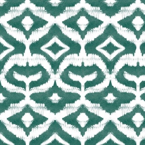 Monochrome Ikat Mirage In Teal Green