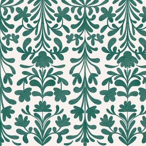 Retro-Modern Bloom Harmony In  Emerald Green tone