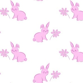 children's bunny and flower in pink and white