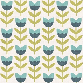 Scandi Geometric Flowers in blue and green LARGE
