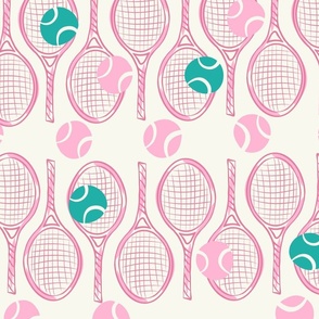 Tennis rackets and tennis balls in pink 