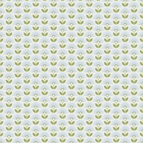 Daisies - 3474 mini // light blue and green on creamy white