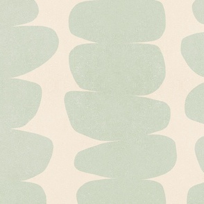 (L) Warm Minimal Abstract Organic Zen Pebbles Stripes 10A. Light Sage Green on Almond Beige 