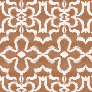 Ink Ikat Symmetry In Bohemian brown and White