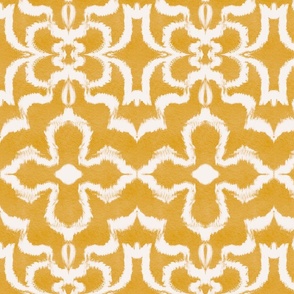 Ink Ikat Symmetry In Marigold Yellow and white