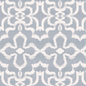 Ink Ikat Symmetry In Ash grey and White