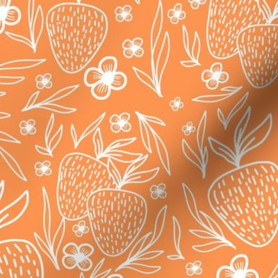 S Bright Orange Strawberry summer, floral, flower, Cottage Core, Farm, Girls bedroom 