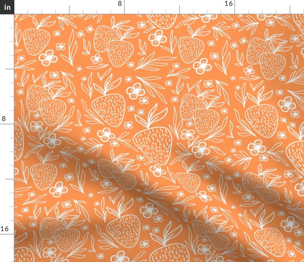 S Bright Orange Strawberry summer, floral, flower, Cottage Core, Farm, Girls bedroom 