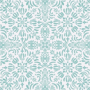 Ink Blossom Tiles - Watercolor Turquoise blue florals