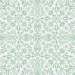 Ink Blossom Tiles - Watercolor mint green florals