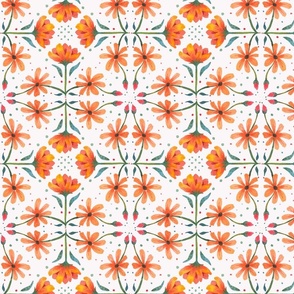 Tangerine Flowers  8” repeat