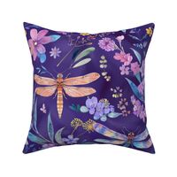 Large Colorful Purple Dragonfly Floral