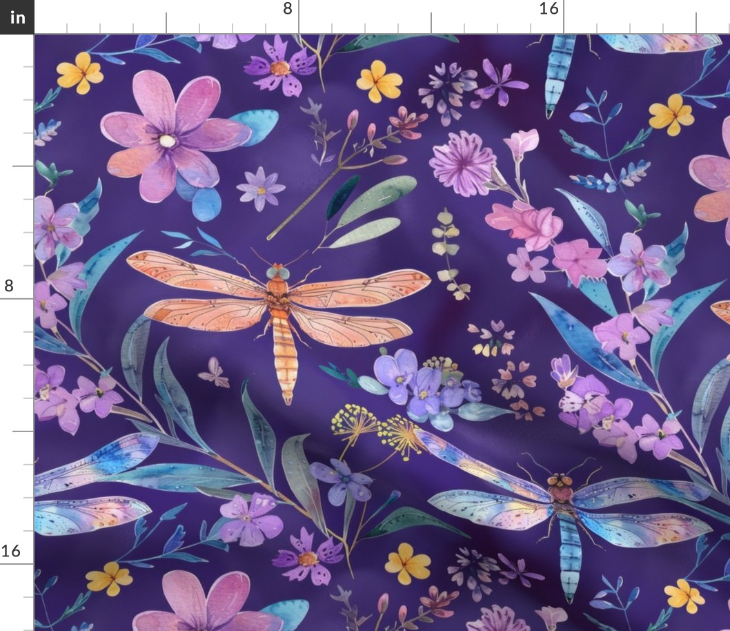 Large Colorful Purple Dragonfly Floral