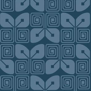 Vintage Geometric Butterfly Delight Navy
