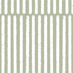 Textured Stripes in White on Soft Green - Small Scale