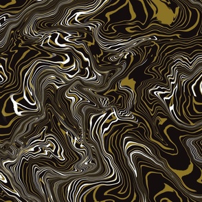 gold and black and white swirled paint -elegant marble