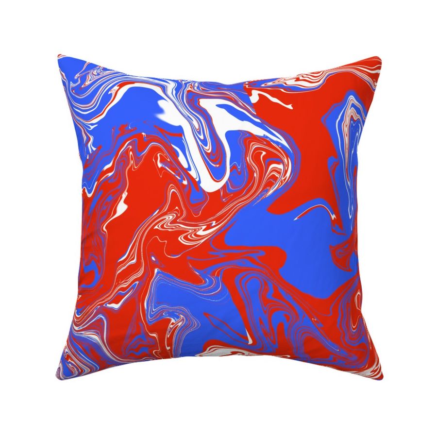 swirled paint -marbled red- neon electric blue and white