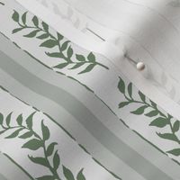 Traditional linear botanical rectangles with a long wavy leaf branch - green - medium