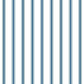 Narrow vertical ticking stripe Navy Dark Blue on white - SMALL - 023F67