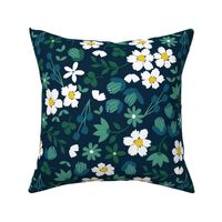 Large scale ditsy flower-dark green