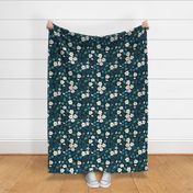 Large scale ditsy flower-dark green