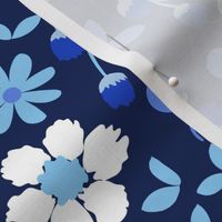 Large scale ditsy flower-mono blue