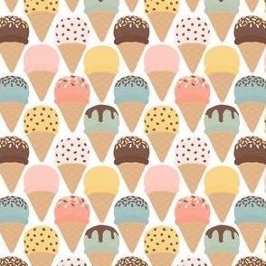 (small scale) Ice-cream cones - multi pastels - LAD24