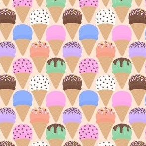 (small scale) Ice-cream cones - multi pink on pink - LAD24