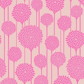 GARDEN BEAUTIES Vintage Retro Scandi Floral Botanical Blooms in Cottage Pretty Pink on Blush - MEDIUM Scale - UnBlink Studio by Jackie Tahara