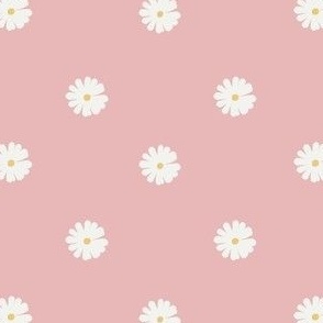 Ditsy Florals - Half Drop Daisies - Pink