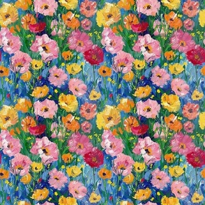 Smaller Monet Style Bright Colorful Wildflower Field