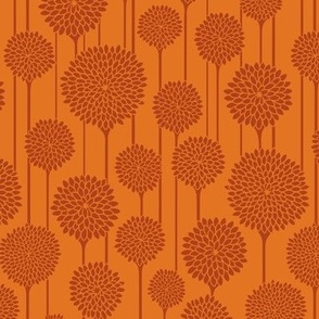 GARDEN BEAUTIES Vintage Retro Scandi Floral Botanical Blooms in Warm Desert Terracotta Rust on Burnt Orange - SMALL Scale - UnBlink Studio by Jackie Tahara