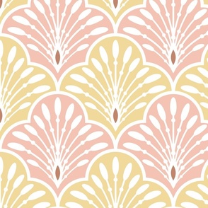Geometric Art Deco in Soft Pastel Pink and Pastel Yellow