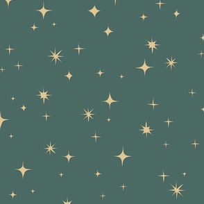 Hand drawn vintage stars - pine green and brown